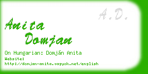 anita domjan business card